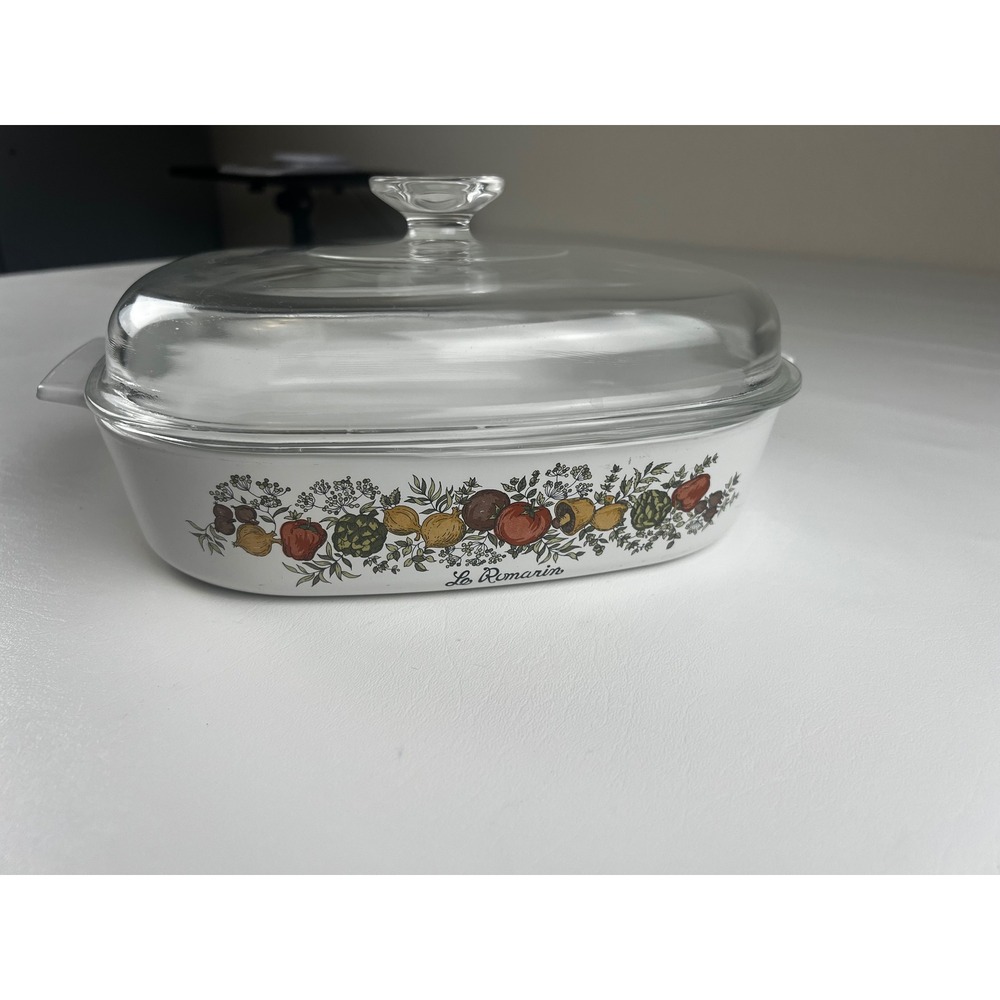 Corning Ware Le Romarin Spice O Life Casserole Dish with Glass Lid Vintage